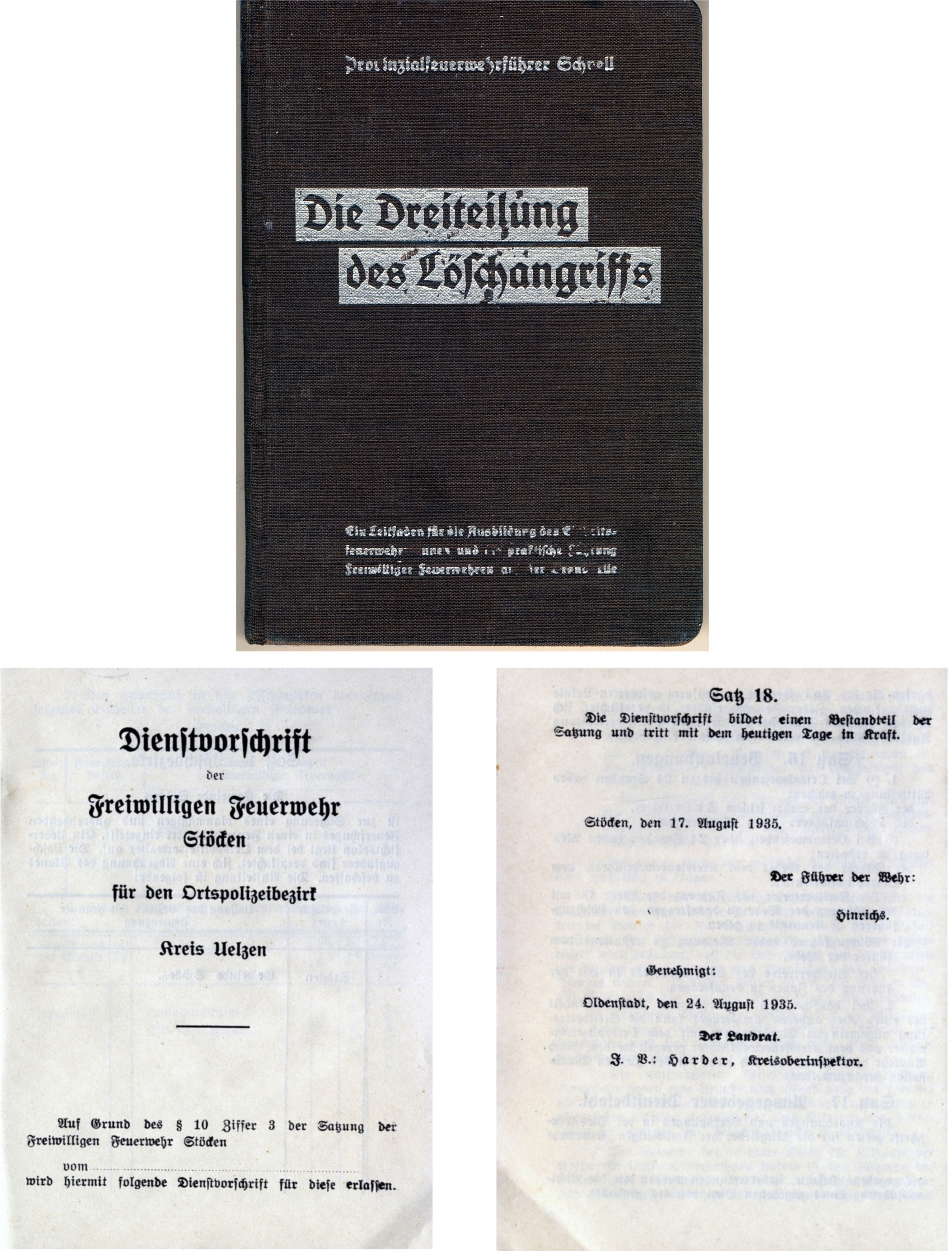 Feuerwehr: Dienstvorschrift und Dreiteilung des Löschangriffs 1935
